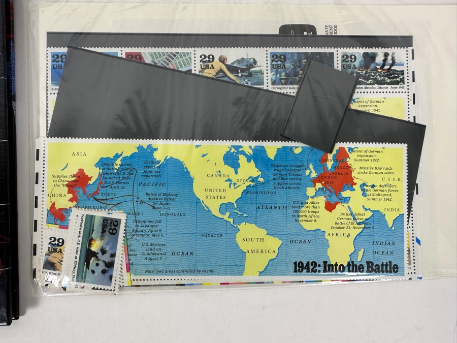 Just Added - 1942 WWII Mint Postage Stamps With Accompanying Hardcover Book And (2) Sets Of Old Glory United States Flags Mint Postage Stamp Booklets [Photo 2]