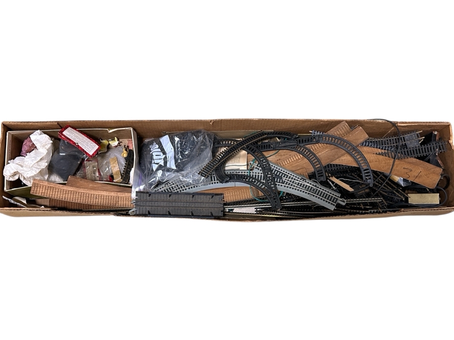 Just Added - Long Box Full Of HO Scale Railroad Tracks And Train Parts