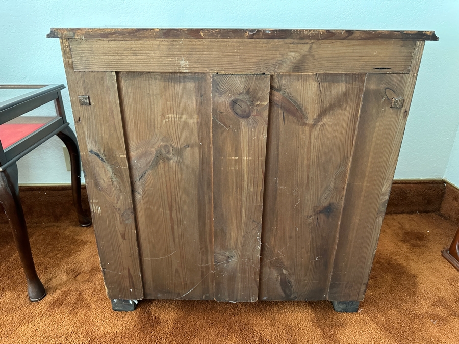 Antique Burl Wood Cabinet With Drawer 32W X 17D X 31H [Photo 9]