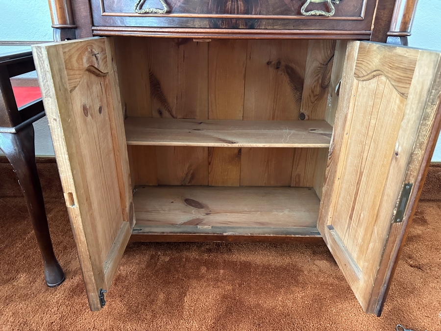 Antique Burl Wood Cabinet With Drawer 32W X 17D X 31H [Photo 8]