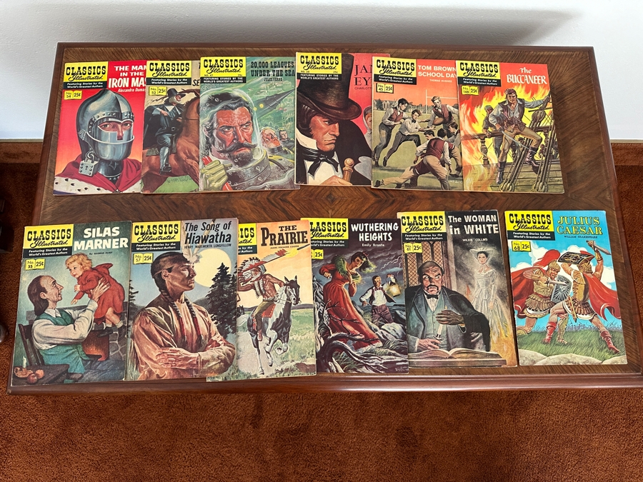 Large Collection Of (80) Vintage Classics Illustrated Comic Books With Wooden Magazine Rack - See Photos For Titles [Photo 5]
