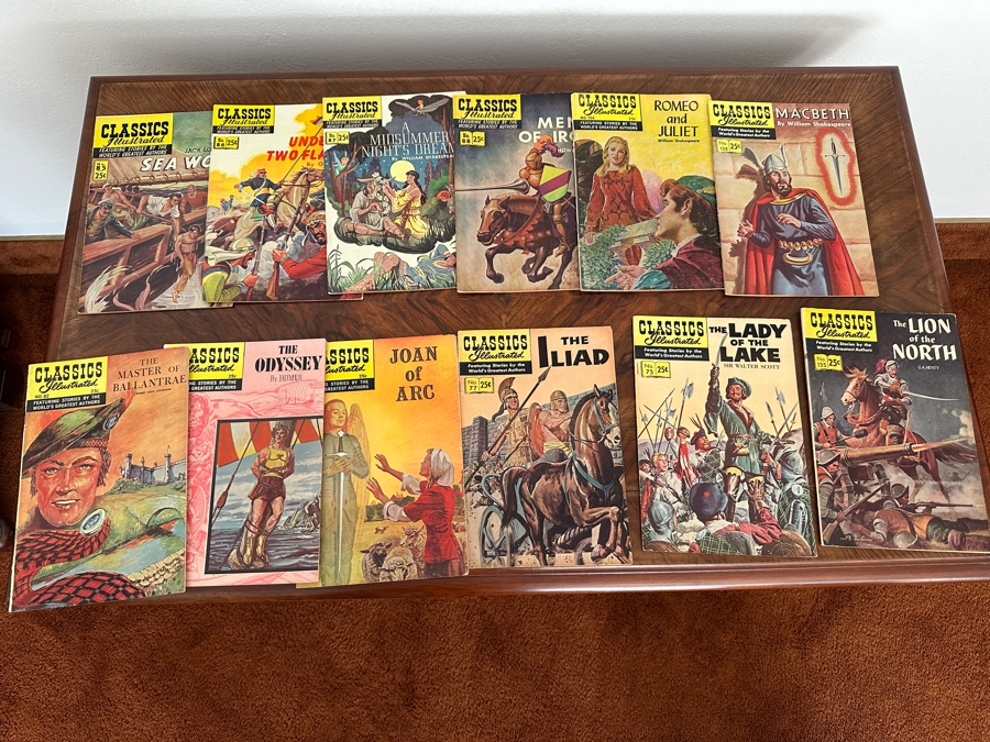 Large Collection Of (80) Vintage Classics Illustrated Comic Books With Wooden Magazine Rack - See Photos For Titles [Photo 7]