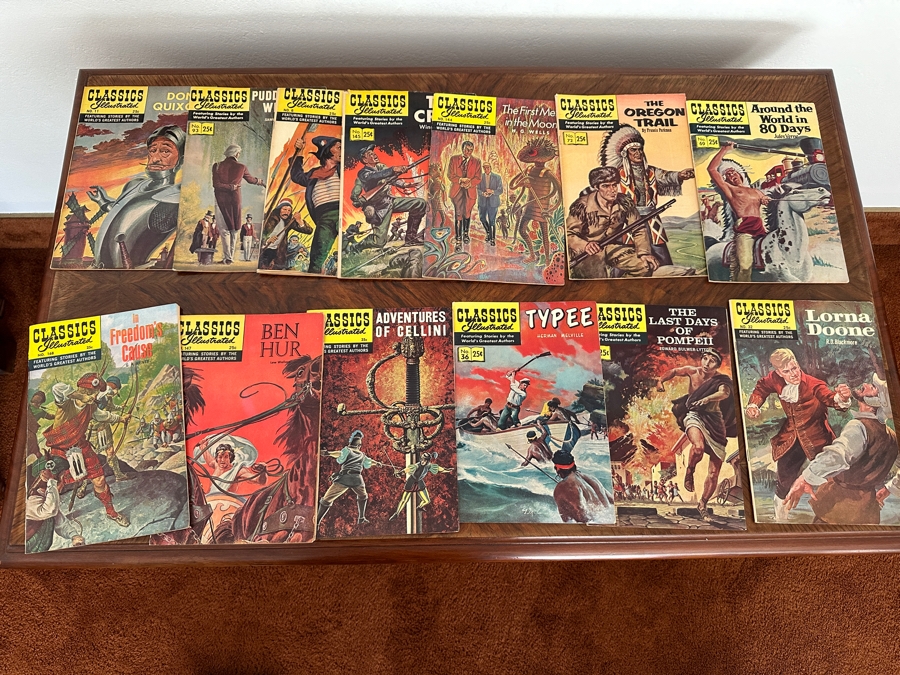 Large Collection Of (80) Vintage Classics Illustrated Comic Books With Wooden Magazine Rack - See Photos For Titles [Photo 4]