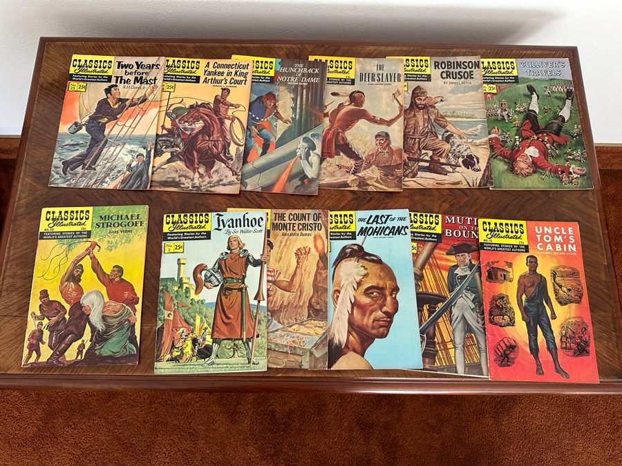Large Collection Of (80) Vintage Classics Illustrated Comic Books With Wooden Magazine Rack - See Photos For Titles [Photo 3]