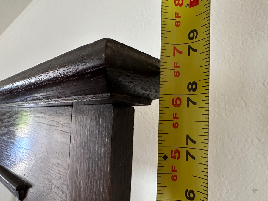 Antique Arts And Crafts Style Wooden Hall Tree Coat Rack With Mirror, Glove Box And Umbrella Stands 30W X 12.5D X 79H [Photo 11]