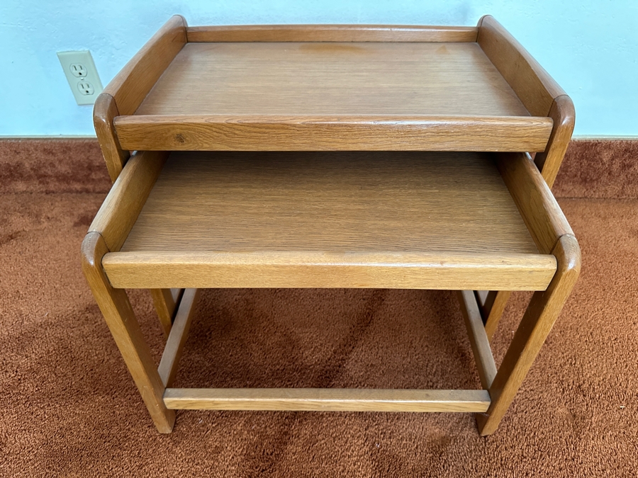 Vintage Oak Nesting Tables 21W X 14D X 18H [Photo 2]