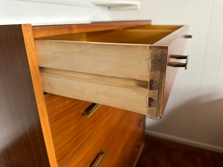 Vintage Mid-Century Modern Brumax Berlin Chest Of Drawers Dresser 36W X 18D X 42.5H With Matching Nightstand 15W X 13D X 23H [Photo 10]