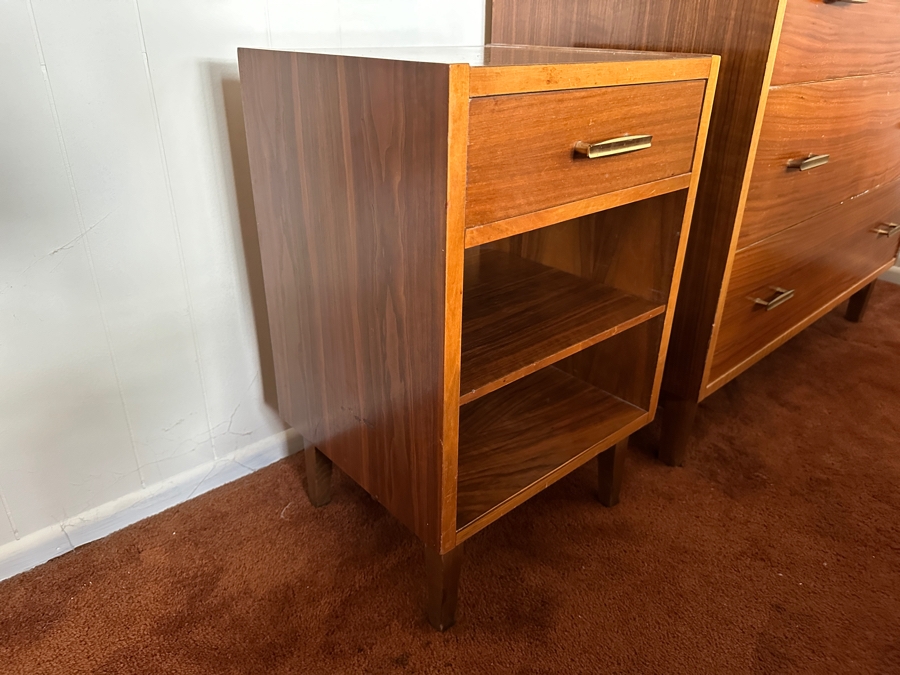 Vintage Mid-Century Modern Brumax Berlin Chest Of Drawers Dresser 36W X 18D X 42.5H With Matching Nightstand 15W X 13D X 23H [Photo 6]