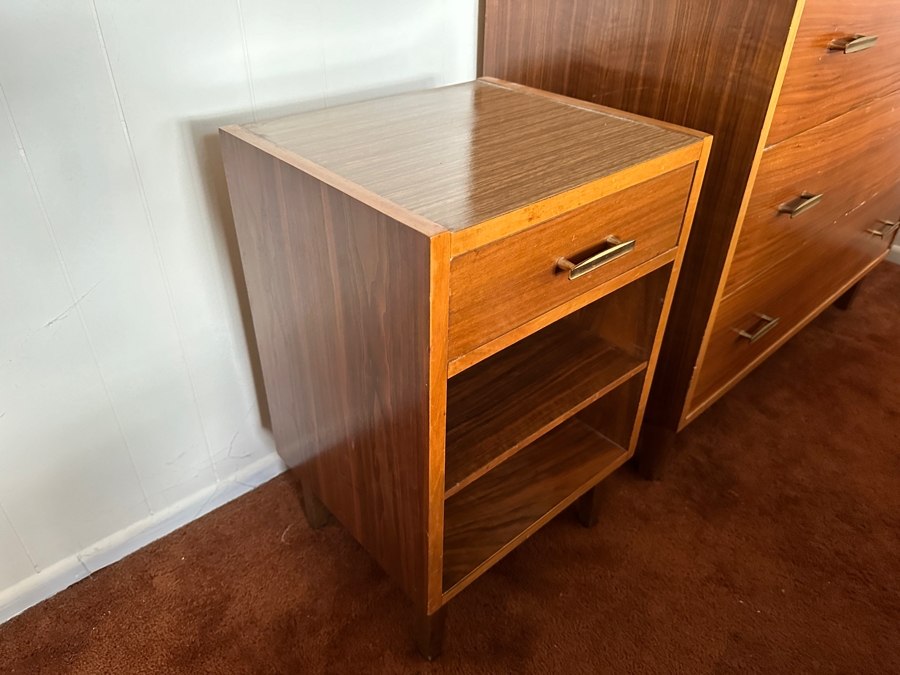 Vintage Mid-Century Modern Brumax Berlin Chest Of Drawers Dresser 36W X 18D X 42.5H With Matching Nightstand 15W X 13D X 23H [Photo 7]