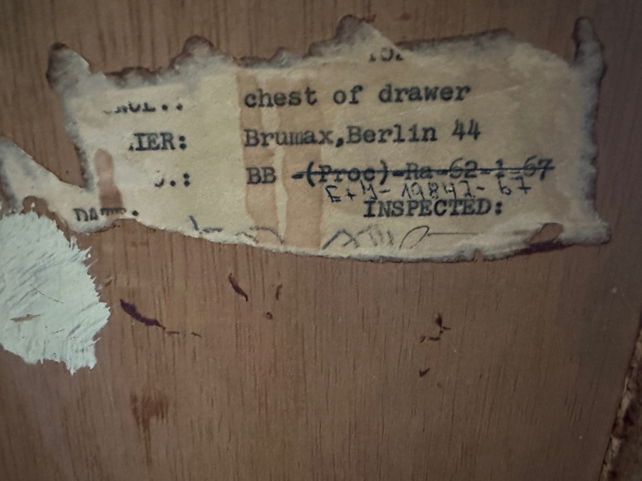 Vintage Mid-Century Modern Brumax Berlin Chest Of Drawers Dresser 36W X 18D X 42.5H With Matching Nightstand 15W X 13D X 23H [Photo 21]