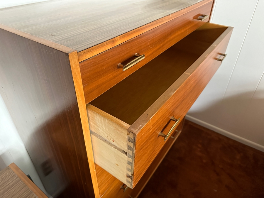 Vintage Mid-Century Modern Brumax Berlin Chest Of Drawers Dresser 36W X 18D X 42.5H With Matching Nightstand 15W X 13D X 23H [Photo 12]