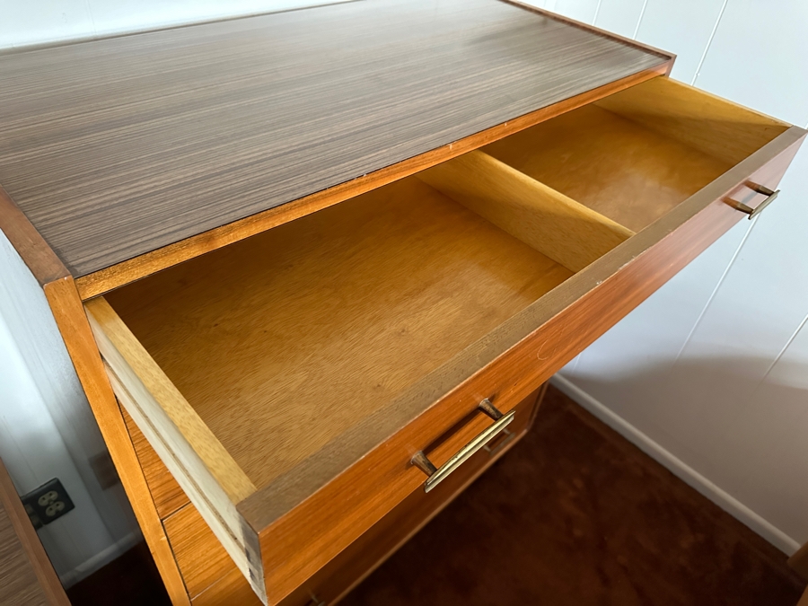 Vintage Mid-Century Modern Brumax Berlin Chest Of Drawers Dresser 36W X 18D X 42.5H With Matching Nightstand 15W X 13D X 23H [Photo 11]