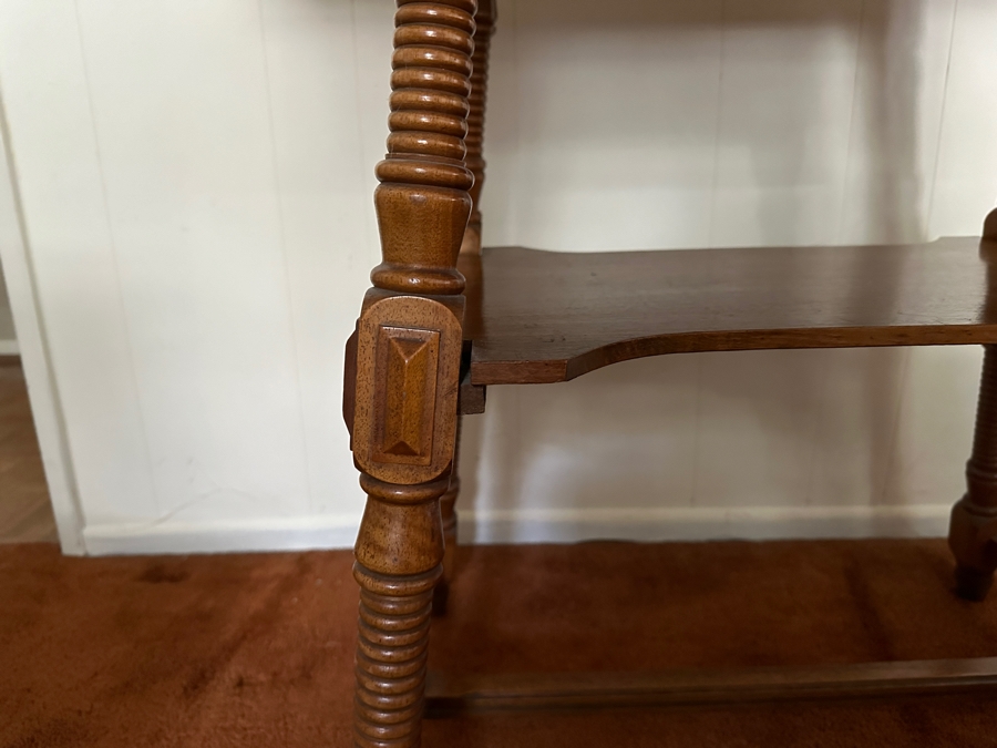 Vintage German Wooden Gaming Table With Turned Legs 35W X 25D X 30H [Photo 10]