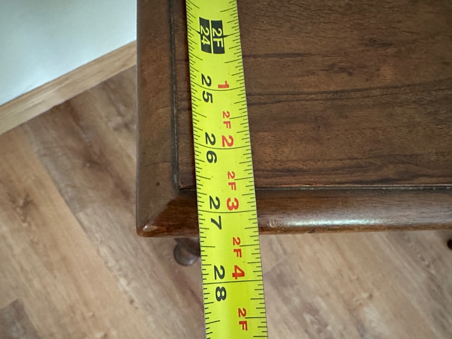 Antique Carved Walnut Writing Desk Side Table With Turned Legs 38W X 27D X 39H [Photo 18]