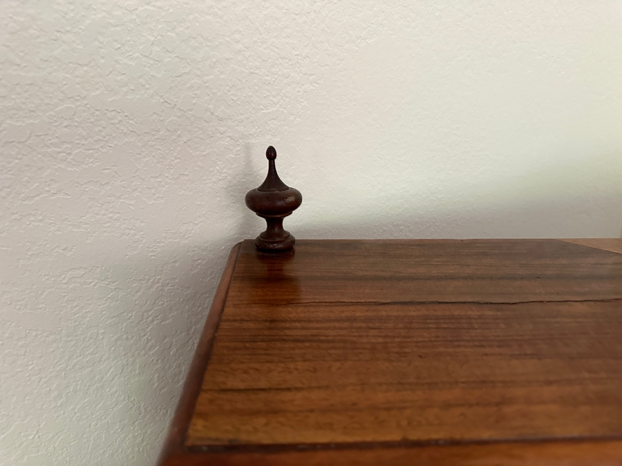 Antique Carved Walnut Writing Desk Side Table With Turned Legs 38W X 27D X 39H [Photo 8]