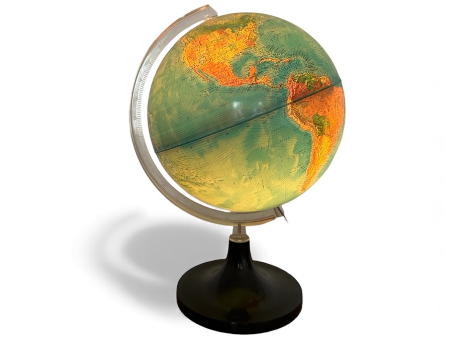 Vintage Mid-Century Modern Lighted Rand McNally Rico Florence Italy World Globe 17.5H