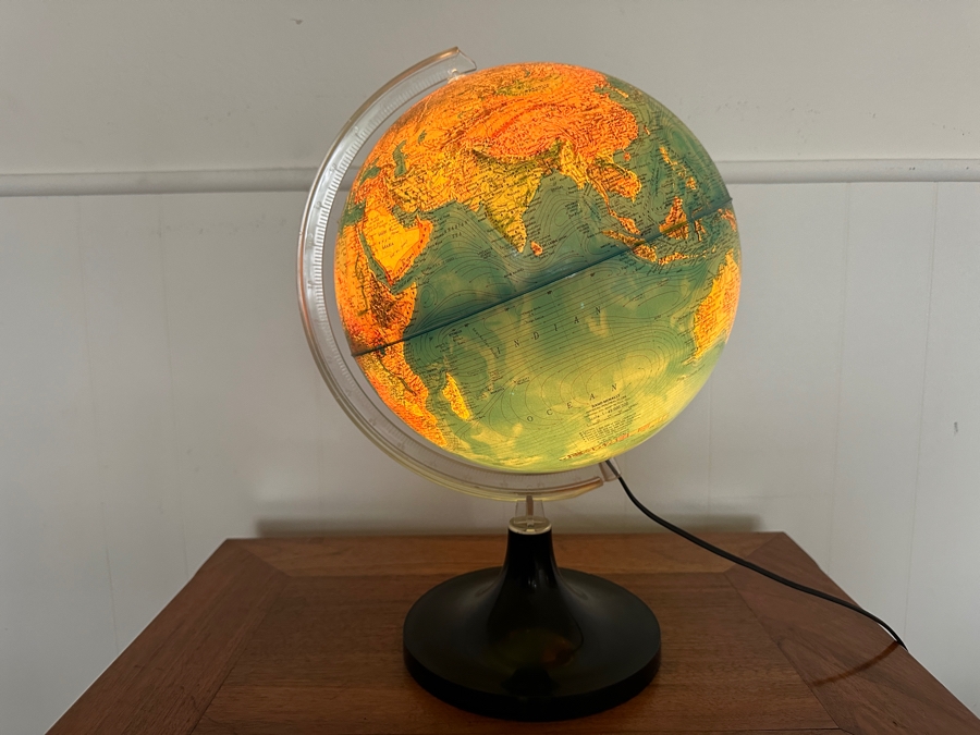 Vintage Mid-Century Modern Lighted Rand McNally Rico Florence Italy World Globe 17.5H [Photo 2]