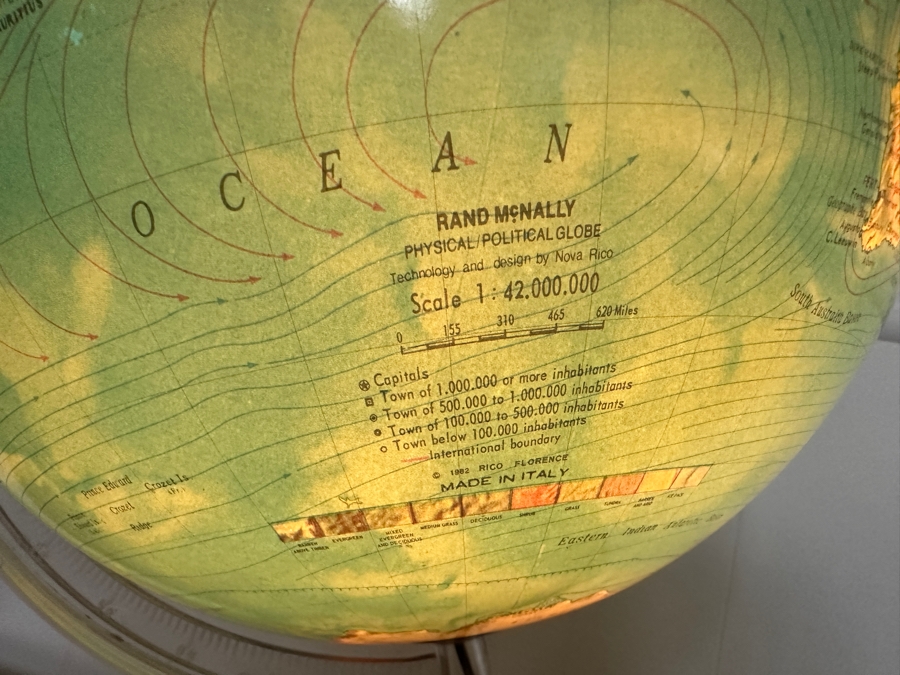 Vintage Mid-Century Modern Lighted Rand McNally Rico Florence Italy World Globe 17.5H [Photo 8]
