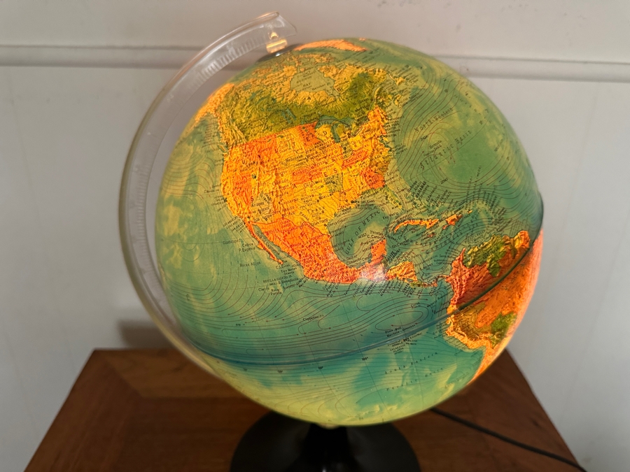 Vintage Mid-Century Modern Lighted Rand McNally Rico Florence Italy World Globe 17.5H [Photo 7]
