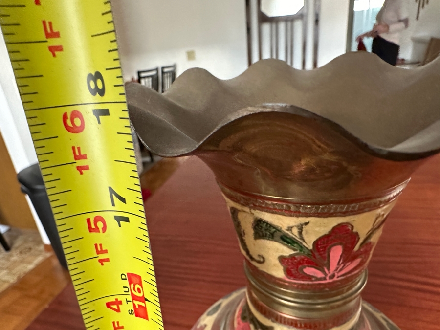 Vintage Handcrafted Brass Indian Freestanding Vase 18'H [Photo 5]