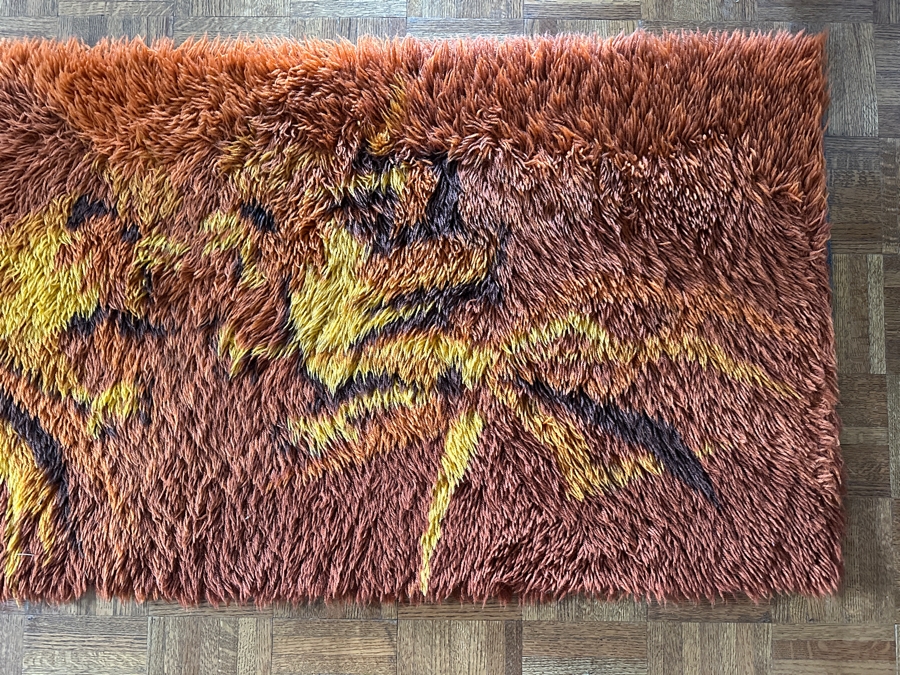 Vintage Mid-Century Modern Scandinavian Rya Shag Rug 58 X 27 [Photo 3]