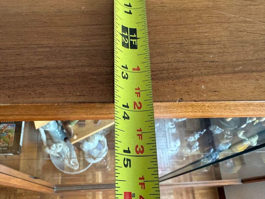 Vintage Mid-Century Modern Wooden Curio Display Cabinet From Berlin Germany With Sliding Glass Doors 39W X 14D X 55.5H [Photo 11]