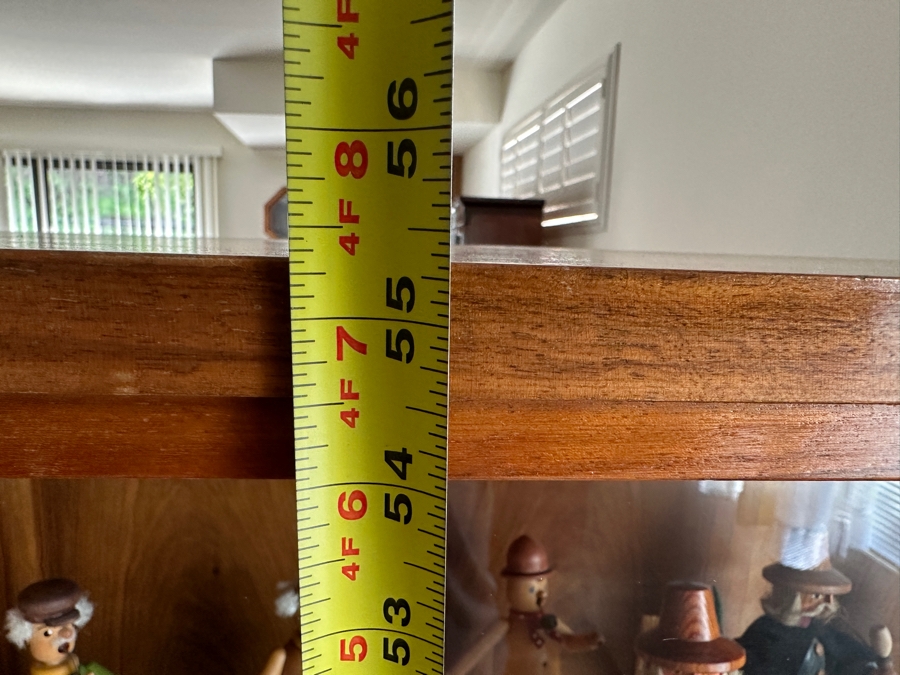 Vintage Mid-Century Modern Wooden Curio Display Cabinet From Berlin Germany With Sliding Glass Doors 39W X 14D X 55.5H [Photo 12]