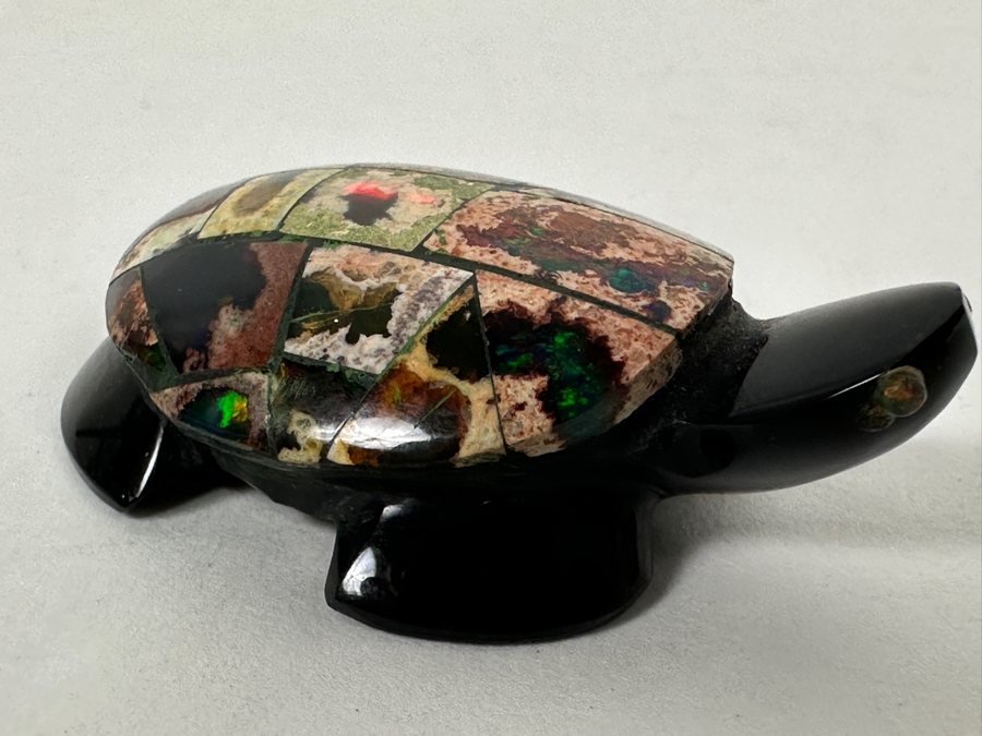 Mosaic Opal Top Carved Stone Turtle Figurine 1.75'L [Photo 3]