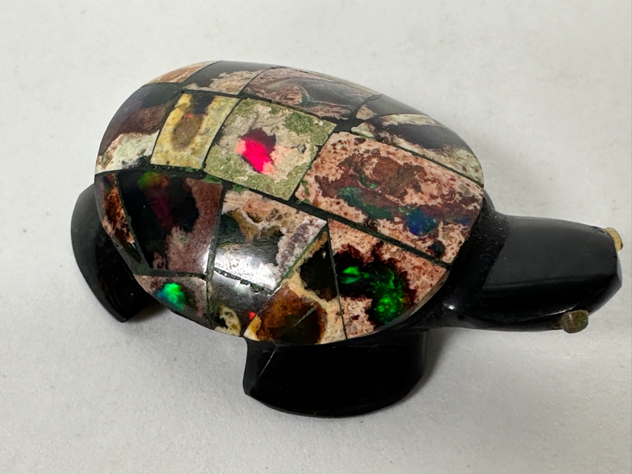 Mosaic Opal Top Carved Stone Turtle Figurine 1.75'L [Photo 2]