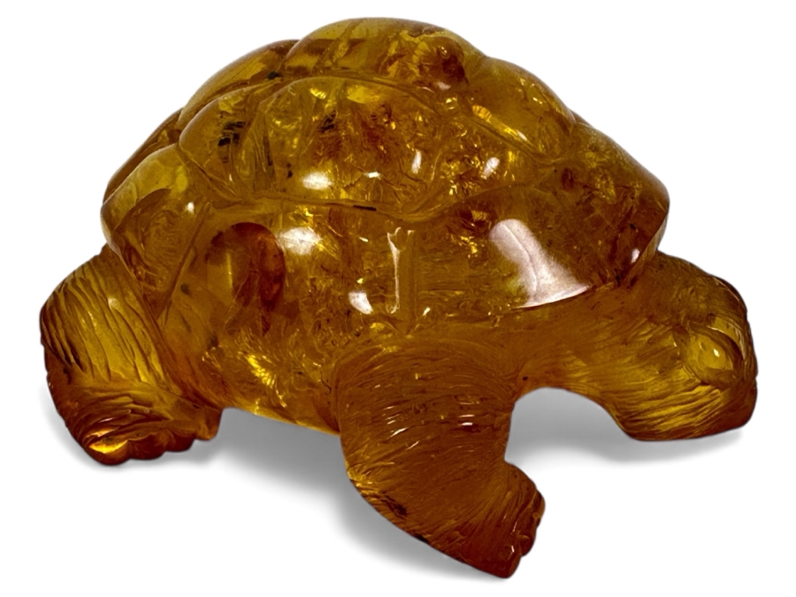 Carved Amber Turtle Figurine 1.5'L