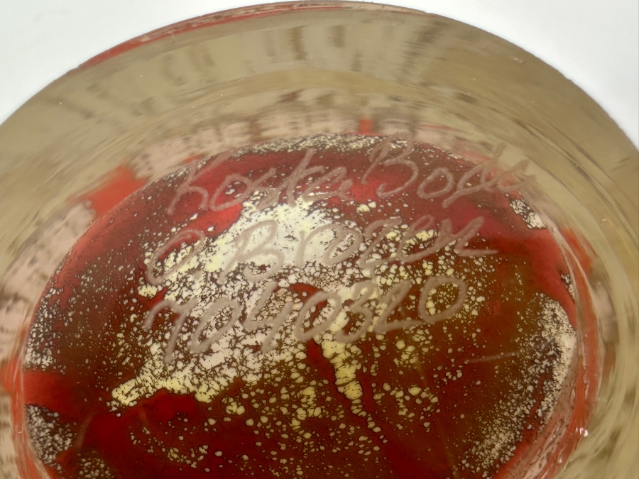 Vintage Kosta Boda 'Floating Flowers' Glass Vase Designed By Swedish Artist Olle Brozen 6.5H [Photo 6]