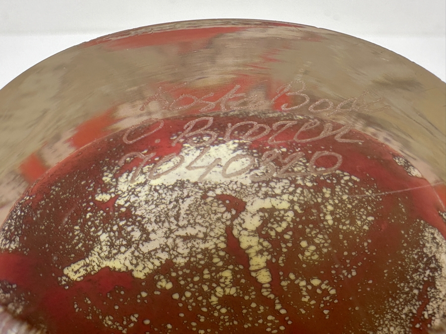 Vintage Kosta Boda 'Floating Flowers' Glass Vase Designed By Swedish Artist Olle Brozen 6.5H [Photo 8]