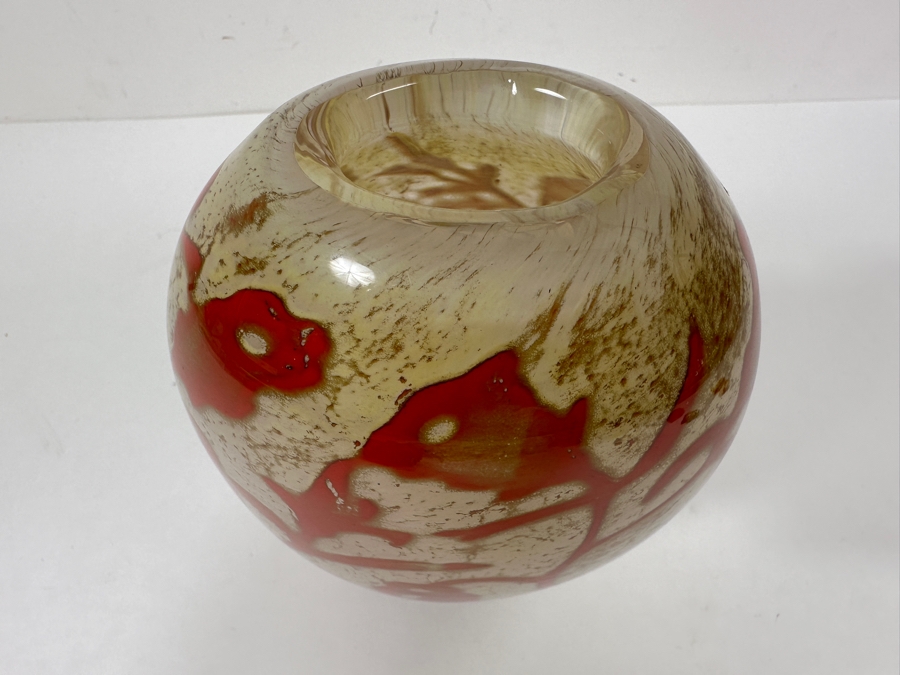 Vintage Kosta Boda 'Floating Flowers' Glass Vase Designed By Swedish Artist Olle Brozen 6.5H [Photo 3]