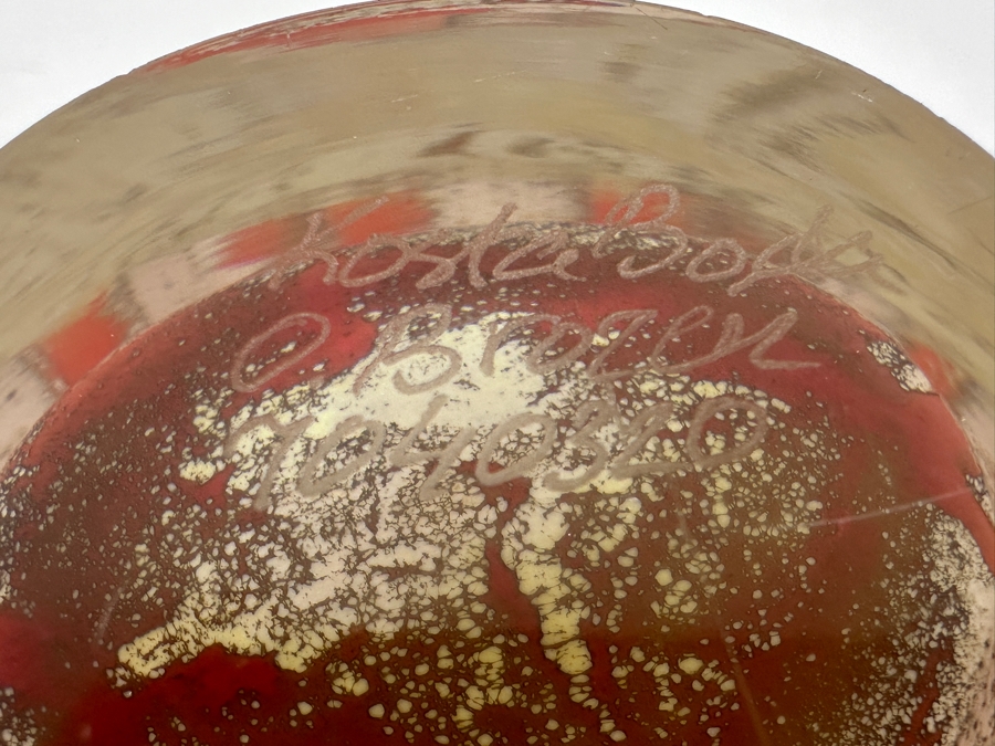 Vintage Kosta Boda 'Floating Flowers' Glass Vase Designed By Swedish Artist Olle Brozen 6.5H [Photo 7]