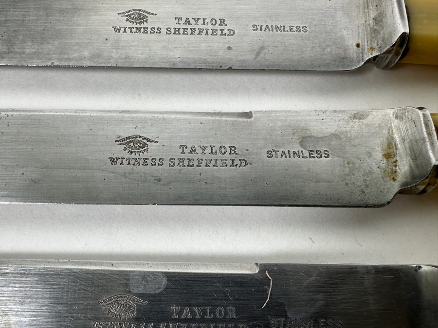 Set Of (5) Vintage Stainless Steel Knives Stamped Taylor Witness Sheffield [Photo 2]