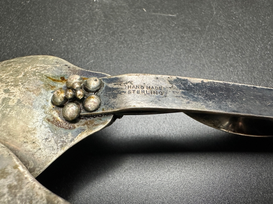 Handmade Ornate Sterling Silver Salad Serving Utensils Set With Spoon And Fork 10'L 216.9g [Photo 8]