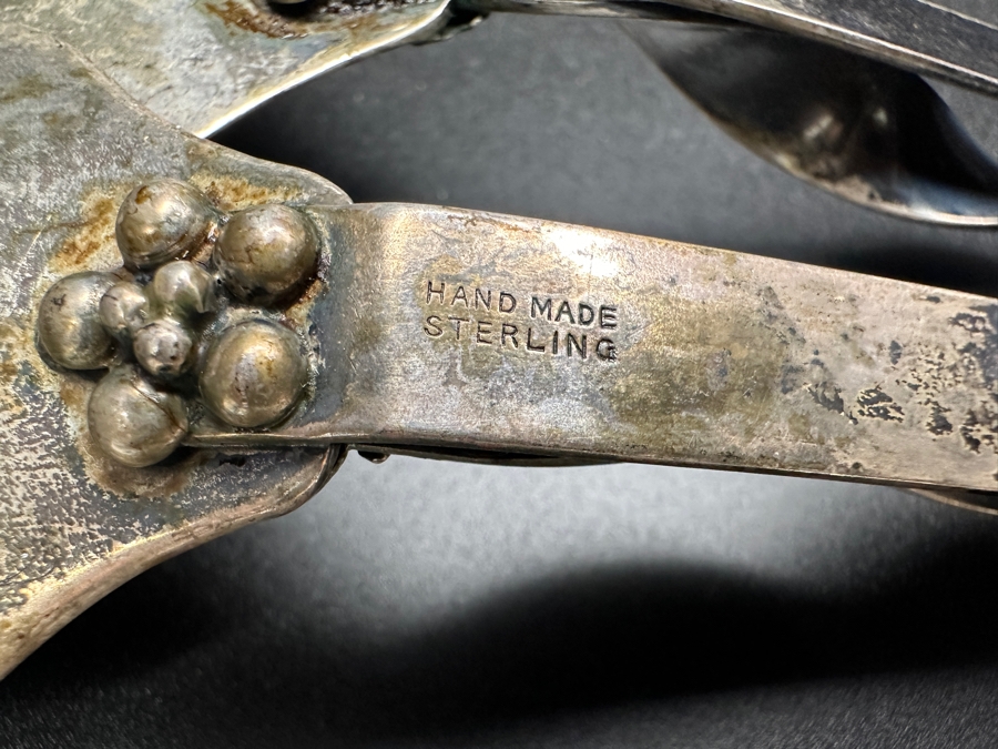 Handmade Ornate Sterling Silver Salad Serving Utensils Set With Spoon And Fork 10'L 216.9g [Photo 7]