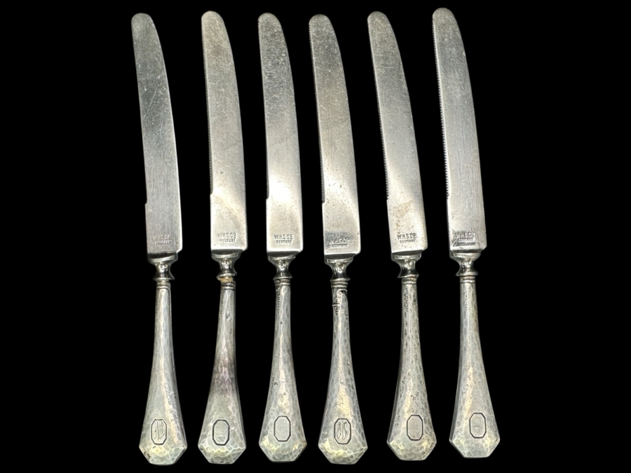 (6) Sterling Silver Handled Knives By W. H. S. Co Germany 7'L