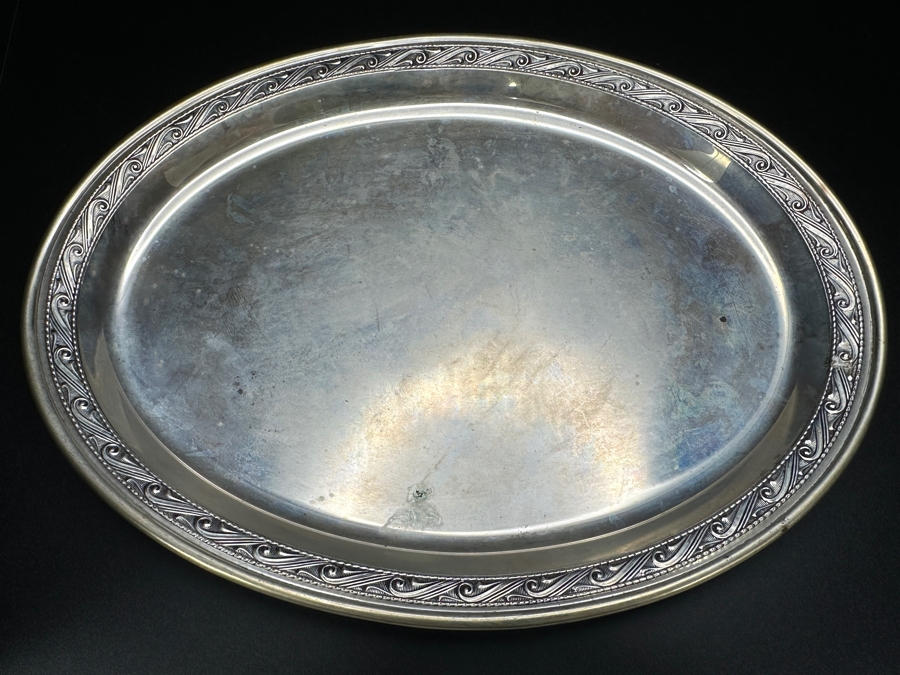 Sterling Silver Oval Serving Platter Tray By Esco 8 X 6 112.2g [Photo 3]