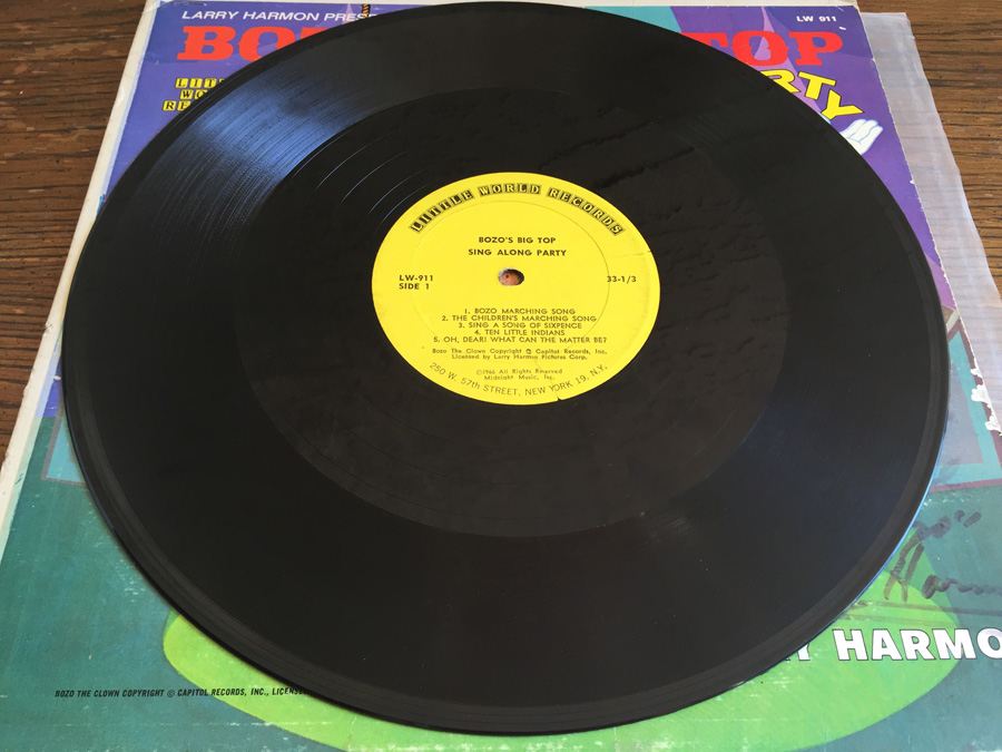 Larry Harmon ‎- Bozo's Big Top Sing Along Party - Little World Records ‎- LW-911 - SIGNED [Photo 5]