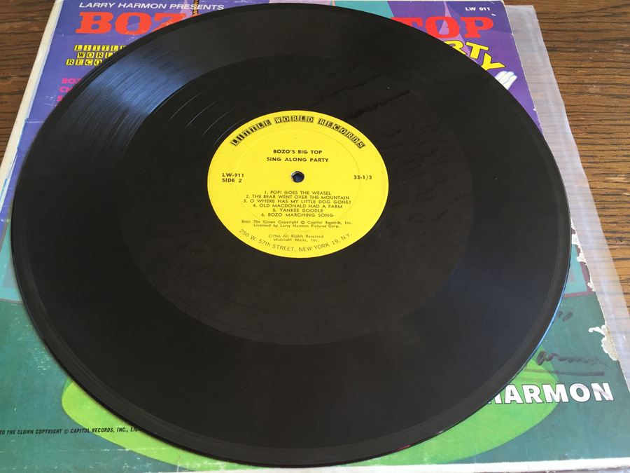 Larry Harmon ‎- Bozo's Big Top Sing Along Party - Little World Records ‎- LW-911 - SIGNED [Photo 7]