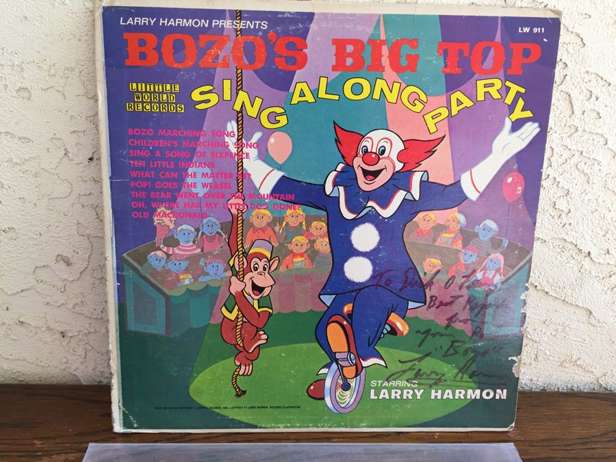 Larry Harmon ‎- Bozo's Big Top Sing Along Party - Little World Records ‎- LW-911 - SIGNED [Photo 1]