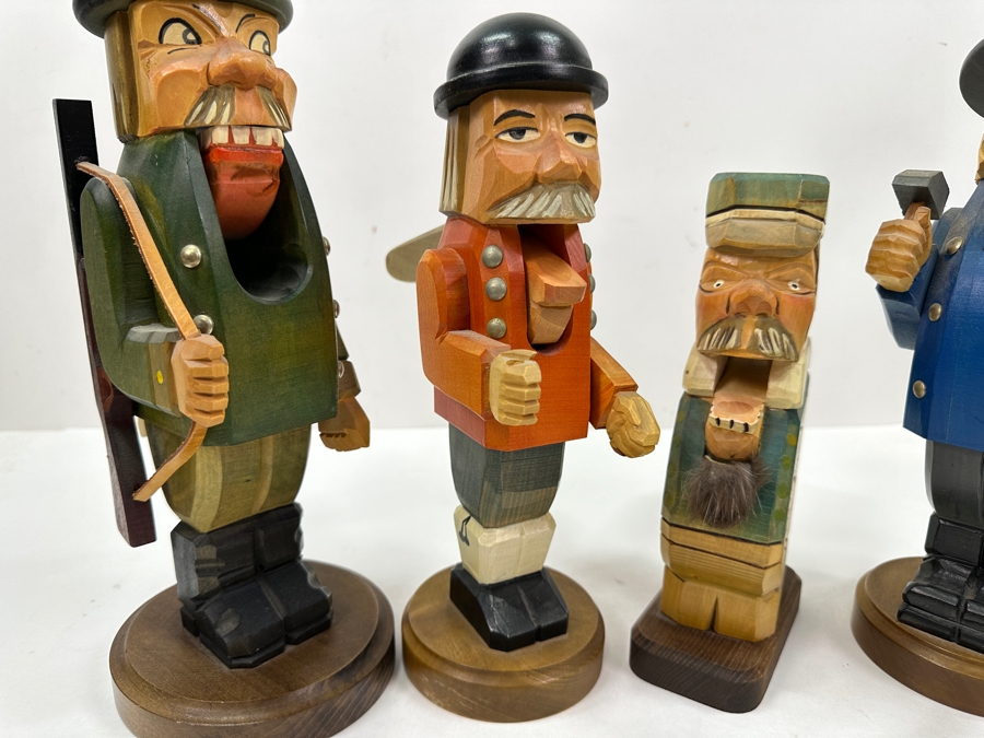 Collection Of Four Traditional German Wooden Nutcracker Figurines 9H To 13H [Photo 4]