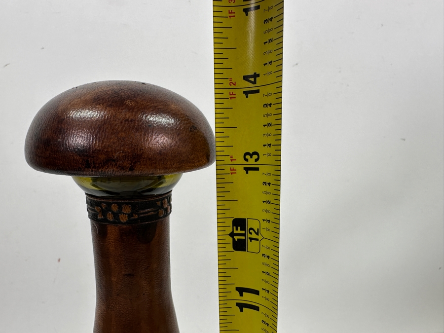 Italian Wrapped Leather Liquor Decanter 14H With 6 Glasses (One Glass Is Missing) [Photo 7]