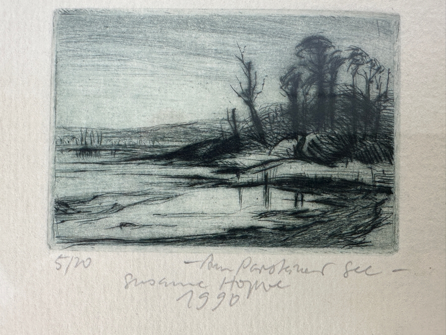 Set Of Four Susanne Hoppe German Etchings 2.5W X 2.25H Framed 5 X 4 [Photo 2]