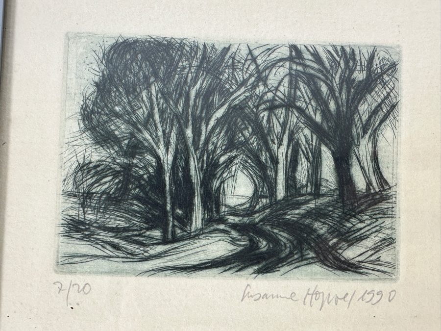 Set Of Four Susanne Hoppe German Etchings 2.5W X 2.25H Framed 5 X 4 [Photo 3]