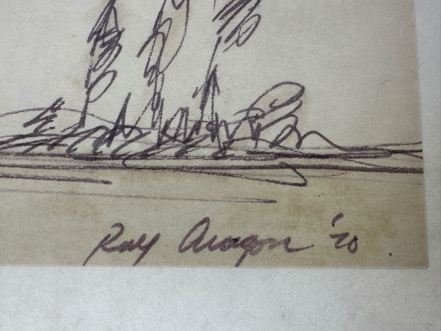 Ray Aragon (1926-2009, American) Disney / Looney Tunes / Fred Calvert Productions Animation Artist / Production Designer Original 'Don Quixote' Sketch Signed Lower Right Dated 1970 9 X 5 Framed 11.5 X 8 [Photo 4]