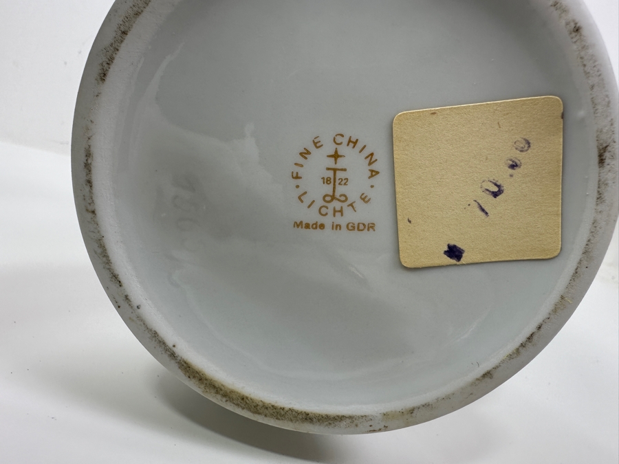 Vintage Fine China Vase With Gold Rim Made In The German Democratic Republic (GDR) East Germany 13'H [Photo 2]