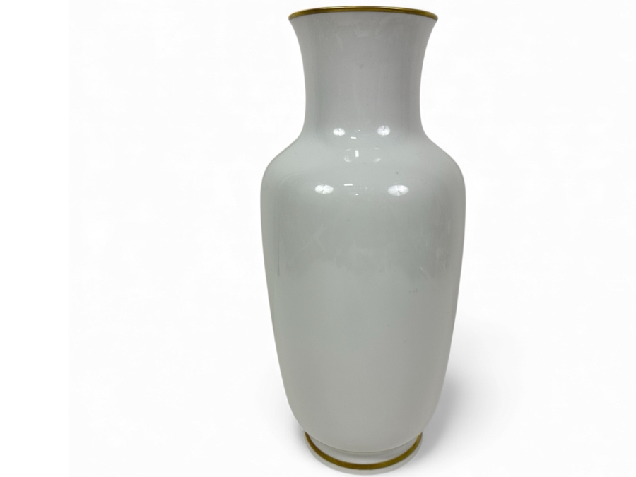 Vintage Fine China Vase With Gold Rim Made In The German Democratic Republic (GDR) East Germany 13'H