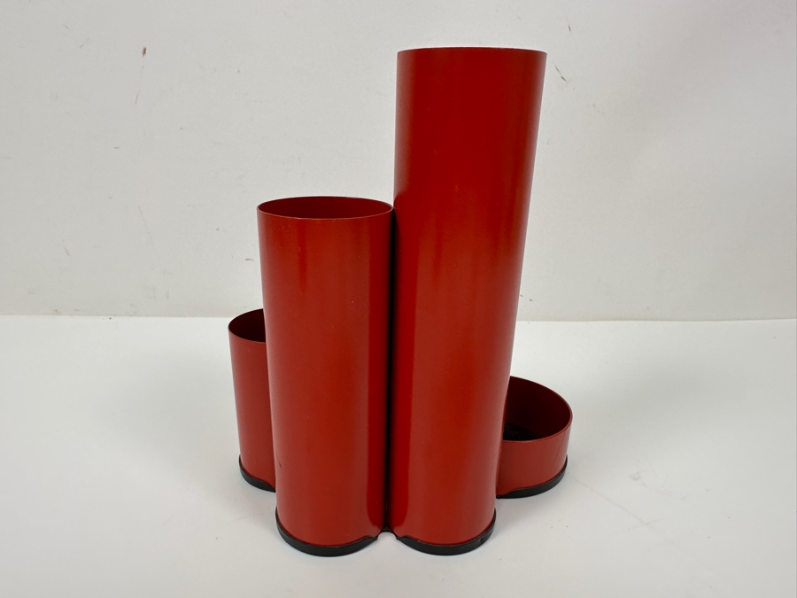 Mid-Century Modern Space Age Red Metal Desk Organizer By Deyhle Made In Germany 6'H [Photo 3]